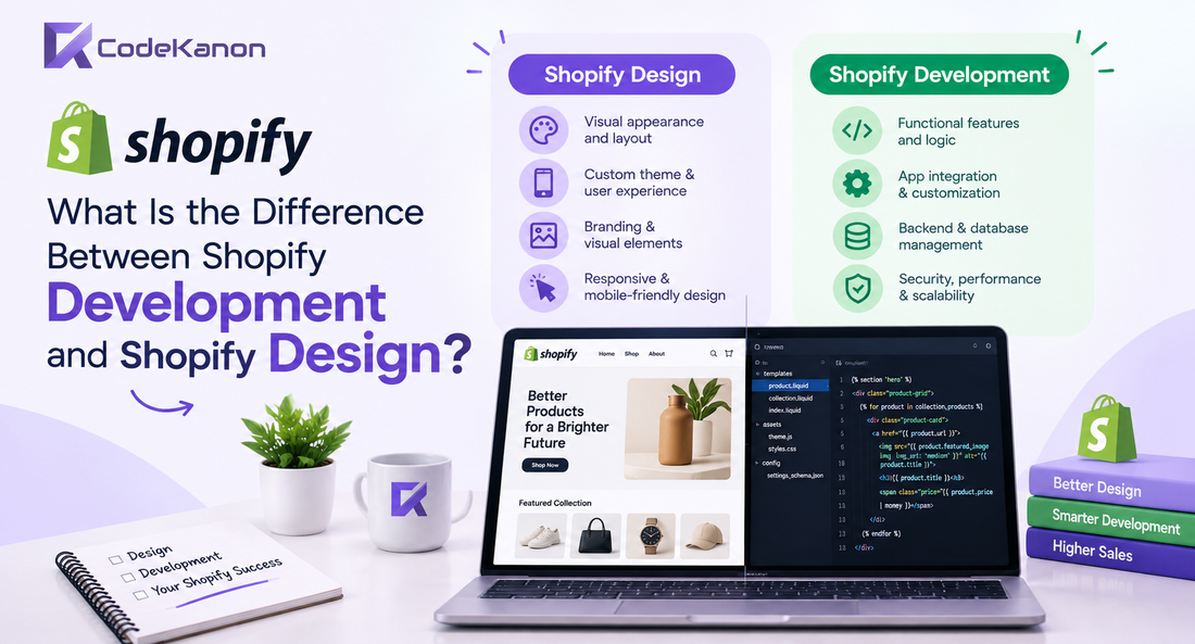 What Is the Difference Between Shopify Development and Shopify Design?