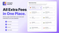 Chargeup Extra Fee dashboard showing customizable e-commerce fee options